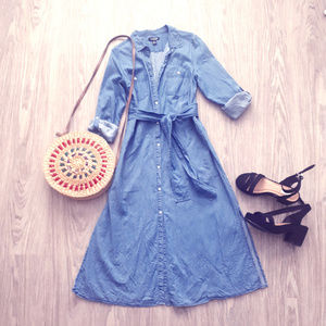 Joe Fresh Denim Shirt Dress, Midi Length.